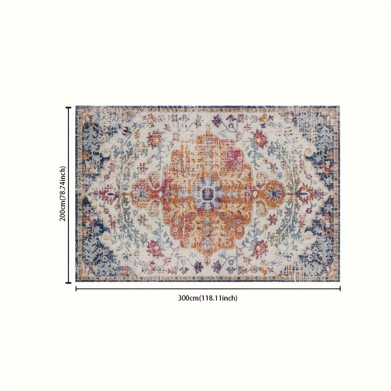 Vintage Floral Pattern Outdoor Rug – Non-slip, Lightweight, Washable, Soft and Durable