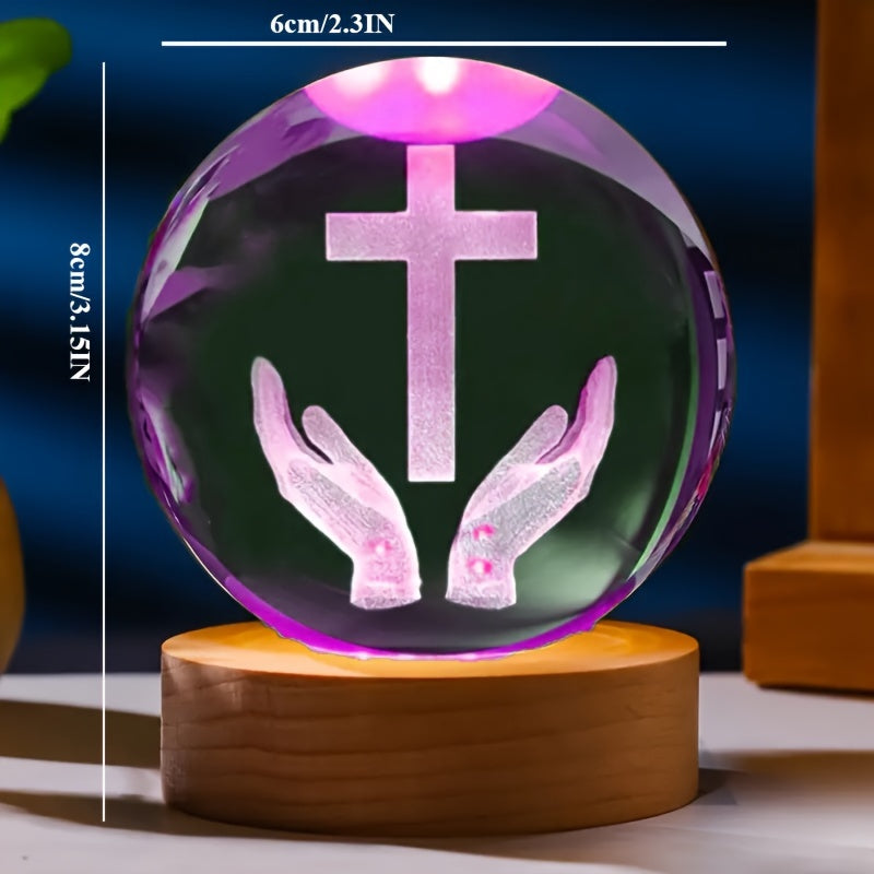 CrystalGlow - Traditional 3D Engraved Crystal Night Light