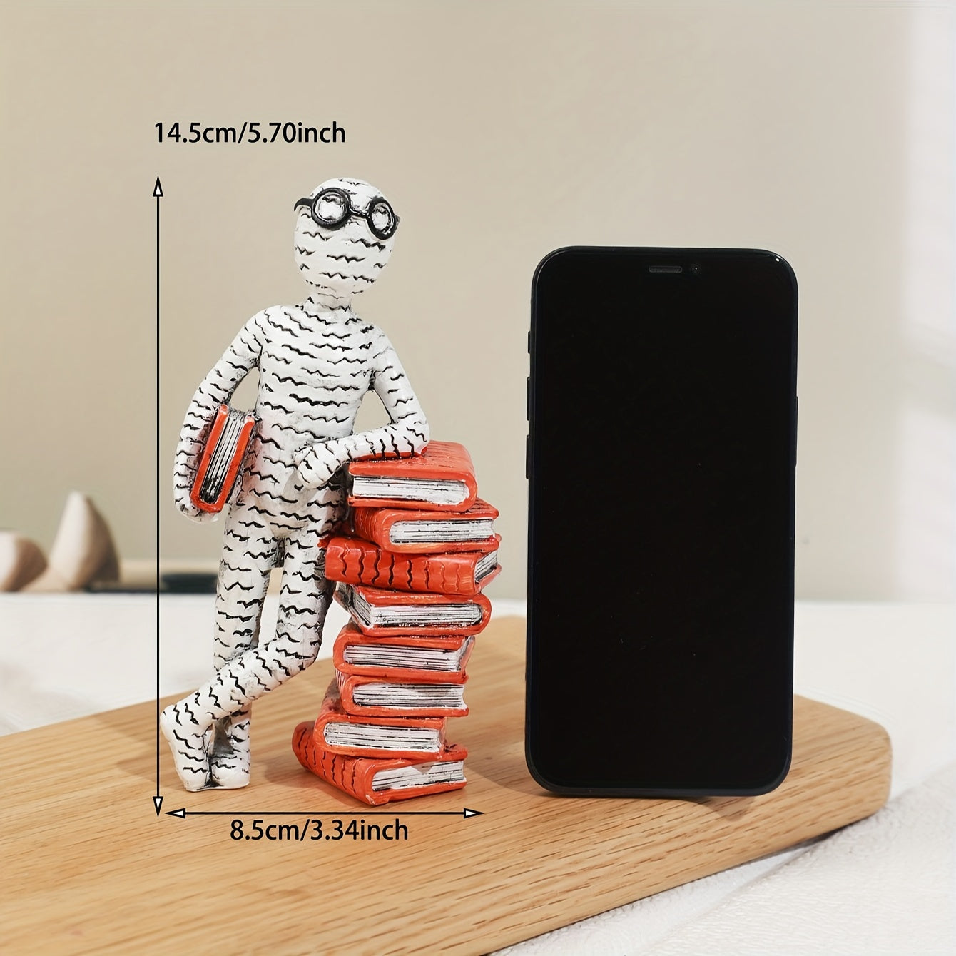 Suporte para Livros Abstracte Brillen - Estatueta de Resina para Biblioteca e Decoração de Sala de Estar