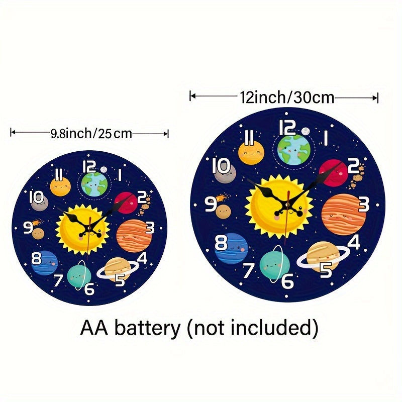 CosmicTime - Silent Solar System Wall Clock, Round Decorative Timer