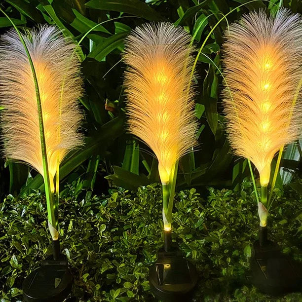 Iluminação de Jardim Exterior Solar em Junco Decorativa