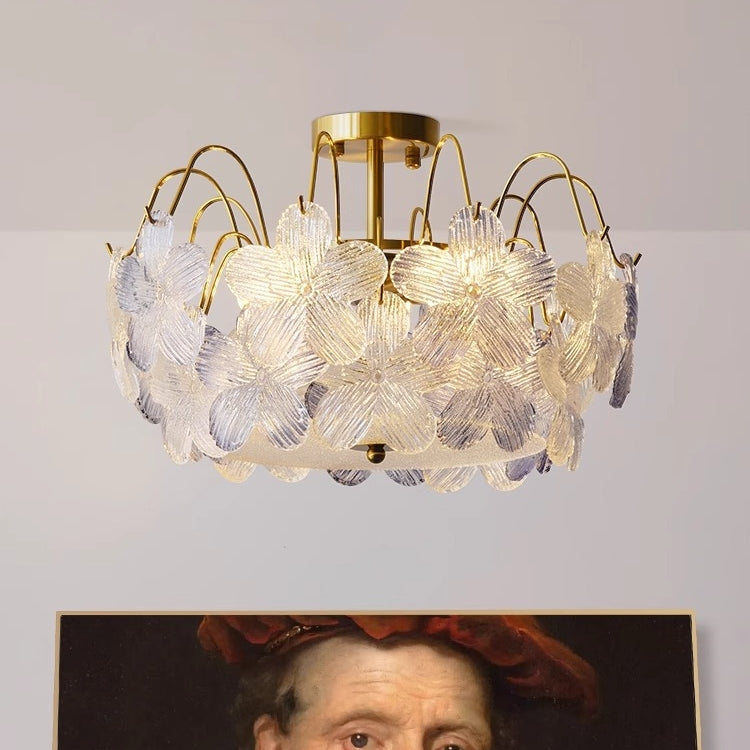 Lampadario classico a forma di fiore con vetro colorato per il soggiorno