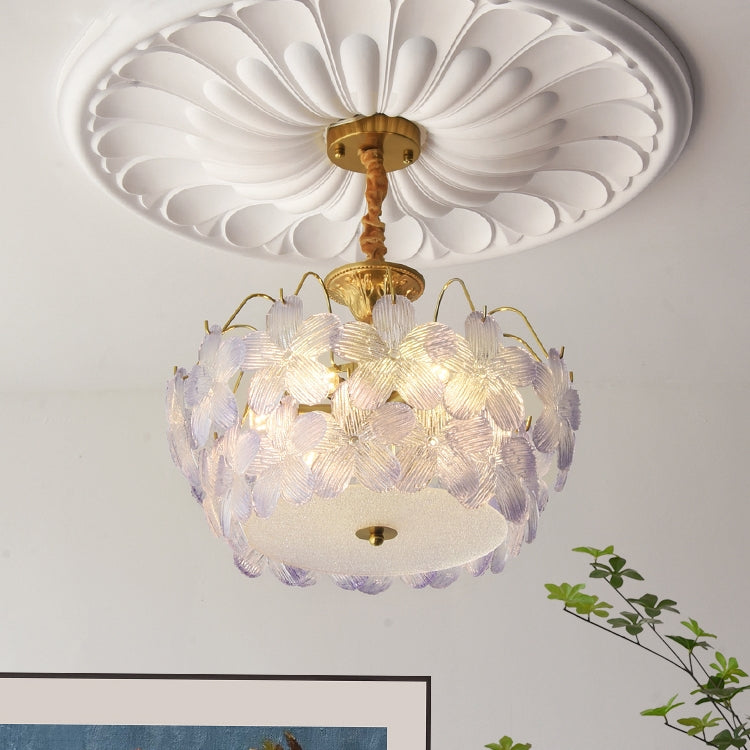 Lampadario classico a forma di fiore con vetro colorato per il soggiorno