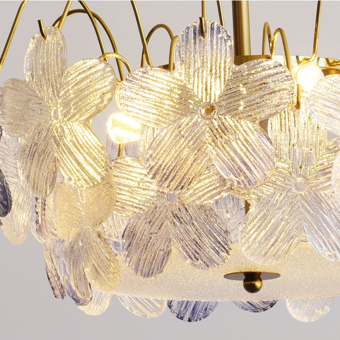 Lampadario classico a forma di fiore con vetro colorato per il soggiorno
