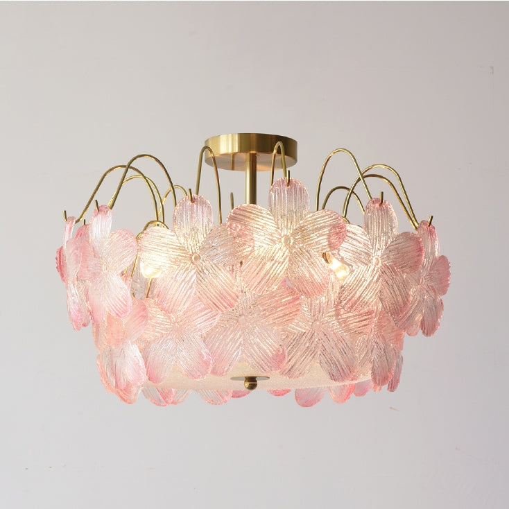 Lampadario classico a forma di fiore con vetro colorato per il soggiorno