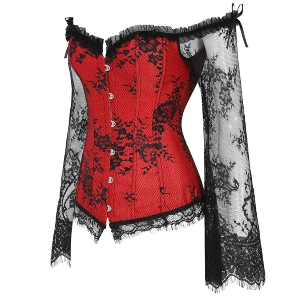 Costume Di Halloween Corsetto Vittoriano Spalle Scoperte Pizzo - Image 2