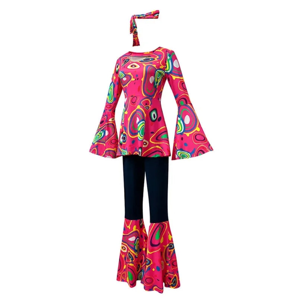 Costume Di Halloween Outfit Hippie Pantaloni Svasati Top - Image 6