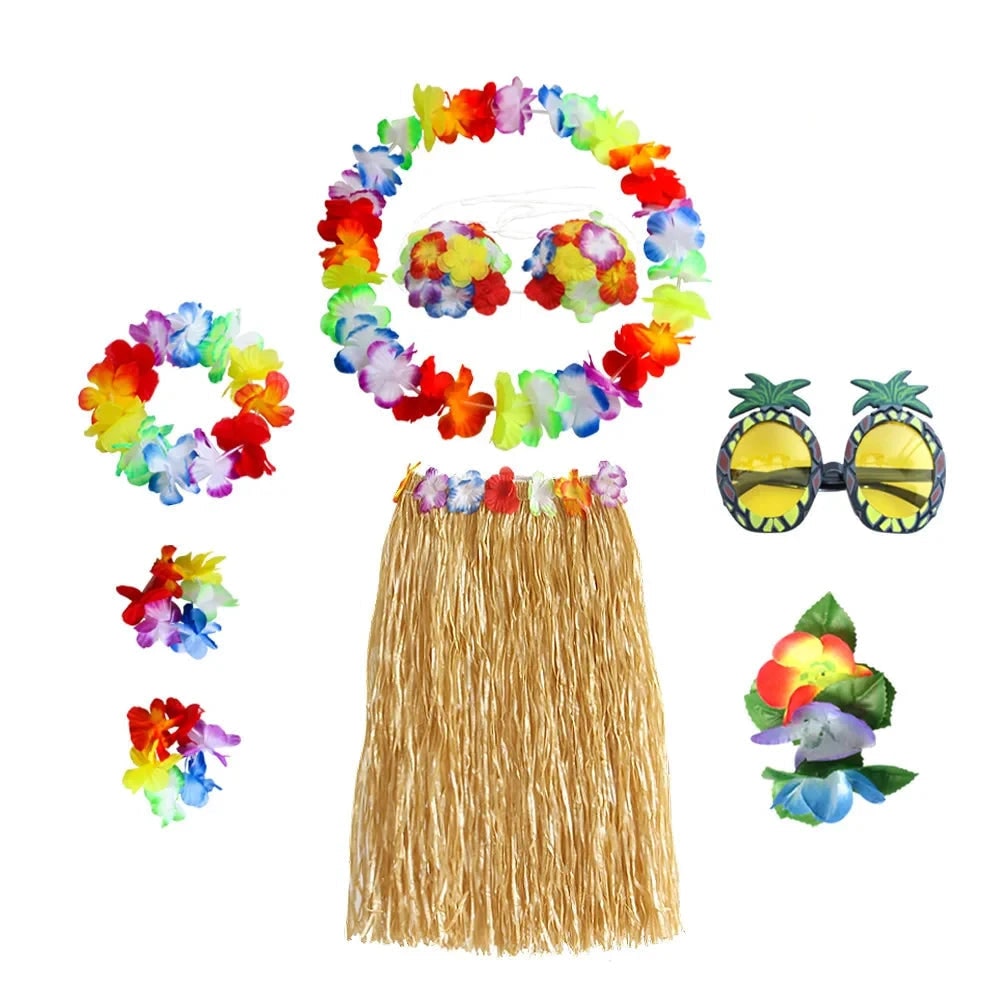 Costume Di Halloween Set Accessori Gonna Hula Tema Luau - Image 11