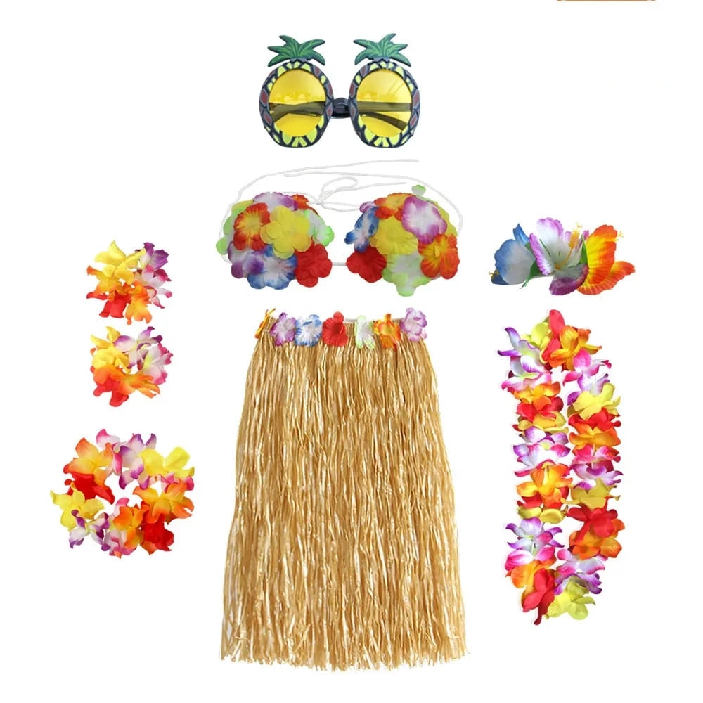Costume Di Halloween Set Accessori Gonna Hula Tema Luau - Image 12