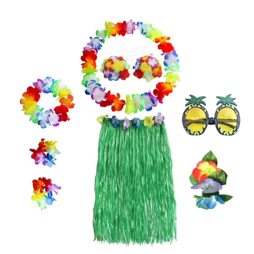 Costume Di Halloween Set Accessori Gonna Hula Tema Luau - Image 3