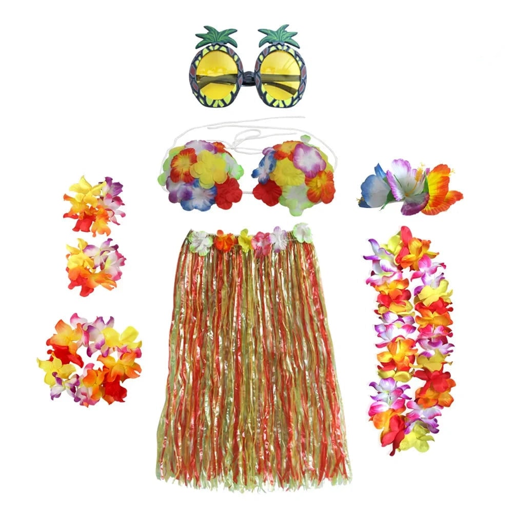 Costume Di Halloween Set Accessori Gonna Hula Tema Luau - Image 6