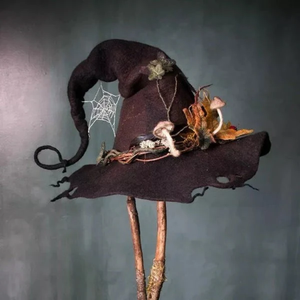 Costume Halloween Cappello Strega Decorazioni Floreali - Image 4