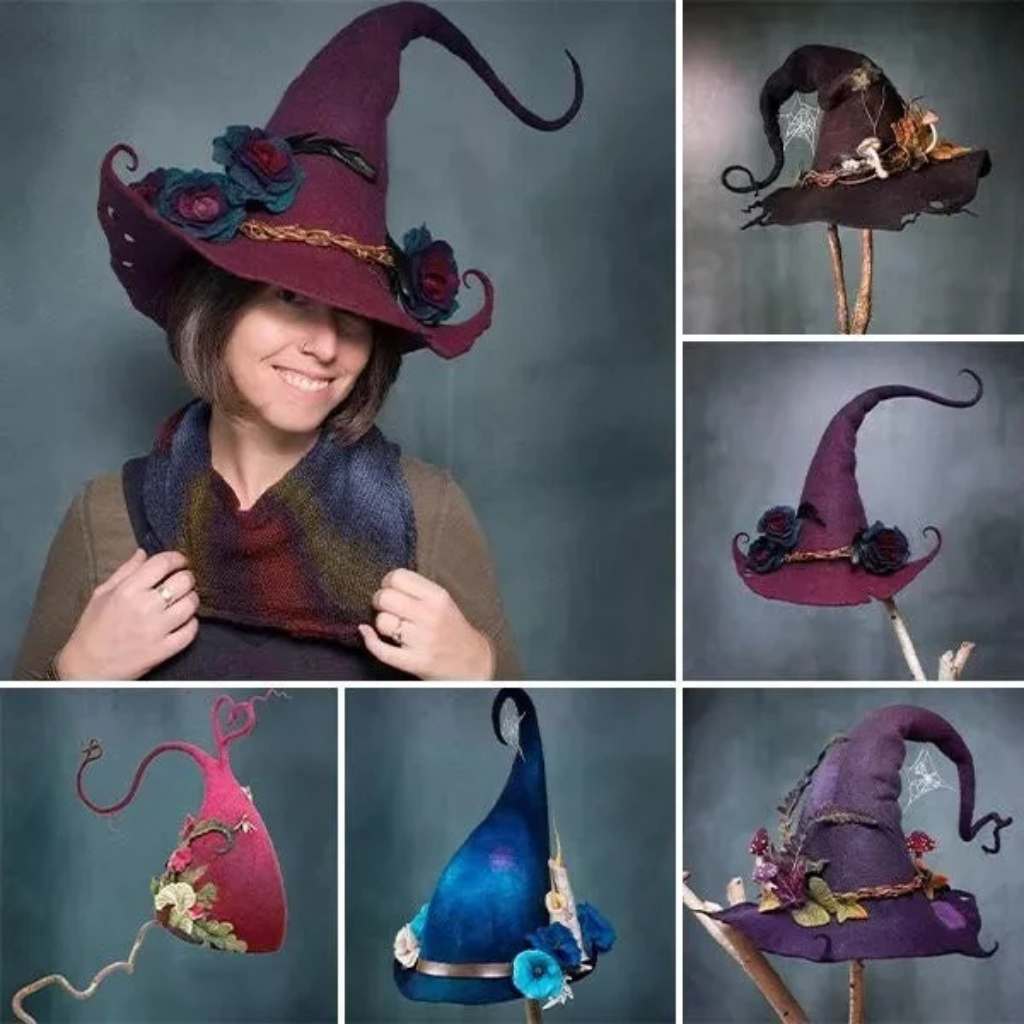 Costume Halloween Cappello Strega Decorazioni Floreali - Image 5