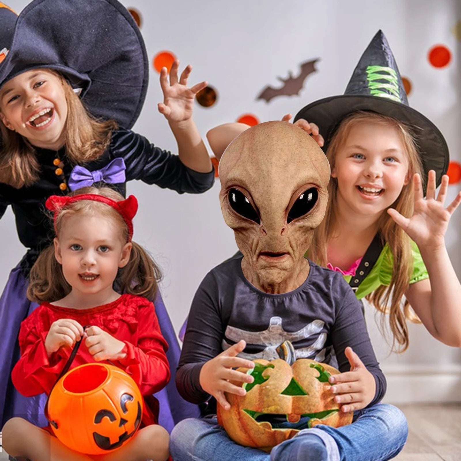 Costume Halloween Maschera Aliena Design Spettrale - Image 4
