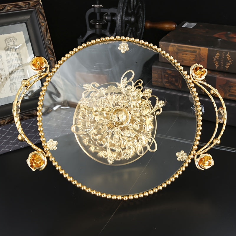 GlasElegance - Glass Fruit Bowl with Polished Metal Finish