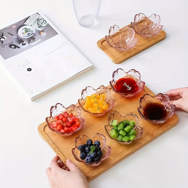 BlossomServe Serving Set - Glass Dessert & Snack Plates, Fruit Bowls, and Herb Dishes