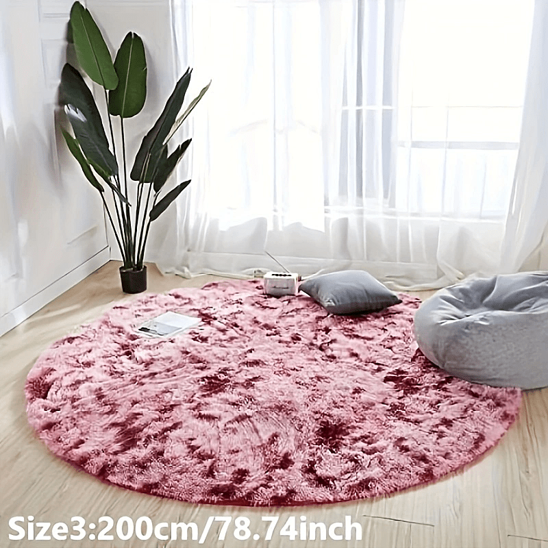 1pc Tappeto Rotondo in Peluche Tie-dye - Morbido e Caldo Tappeto Decorativo per Soggiorno, Camera da Letto e Yoga