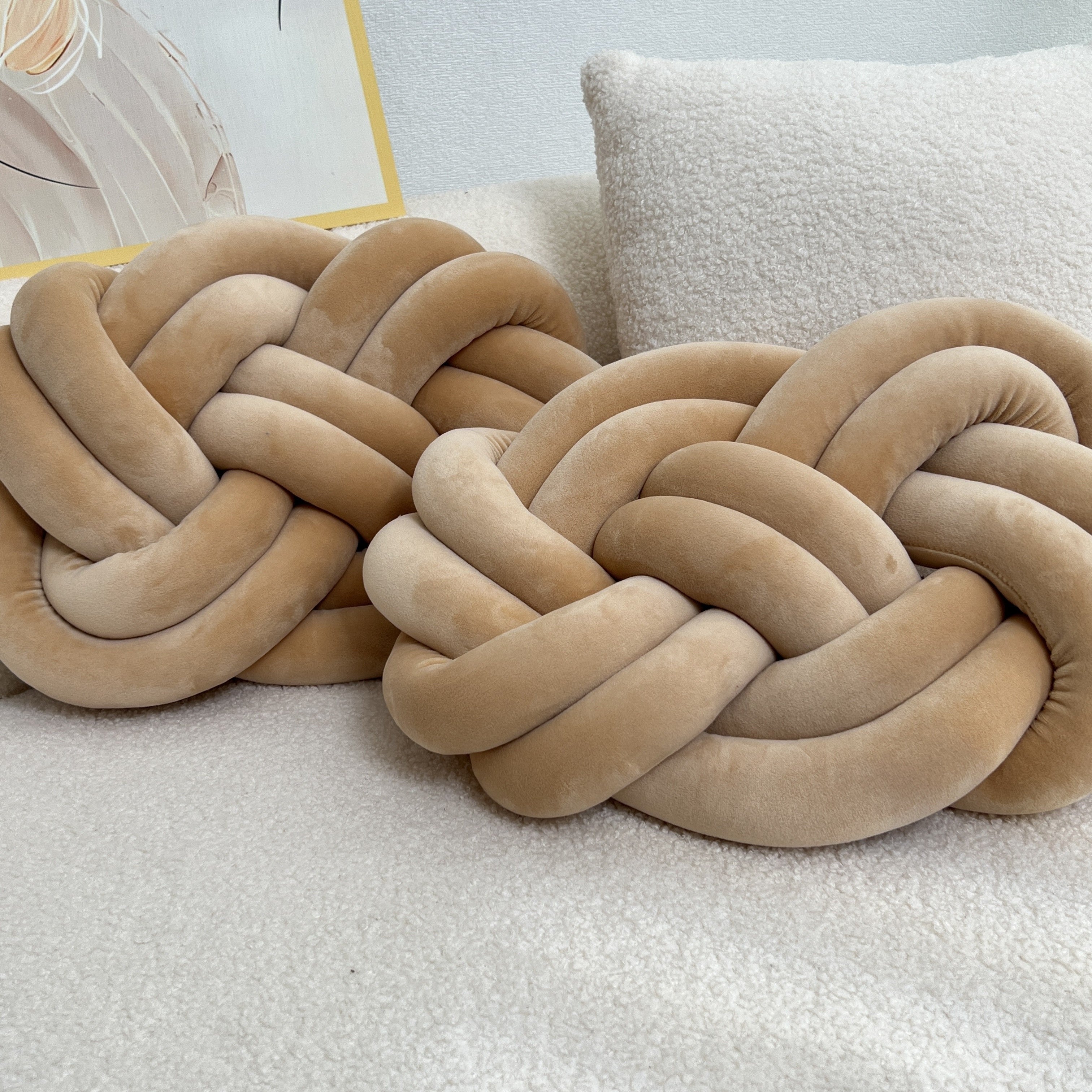 2 Pieces Button Ball Cushions - Soft Plush Cushions, Decorative Cushions for Bed, Sofa, and Living Room