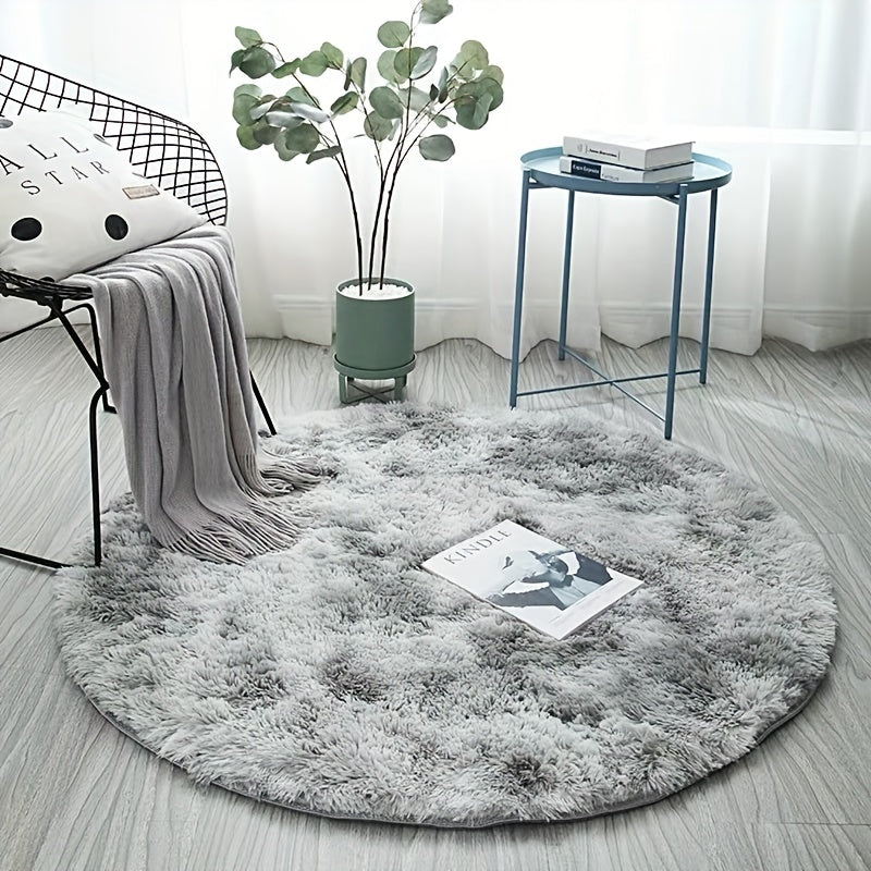 1pc Tappeto Rotondo in Peluche Tie-dye - Morbido e Caldo Tappeto Decorativo per Soggiorno, Camera da Letto e Yoga