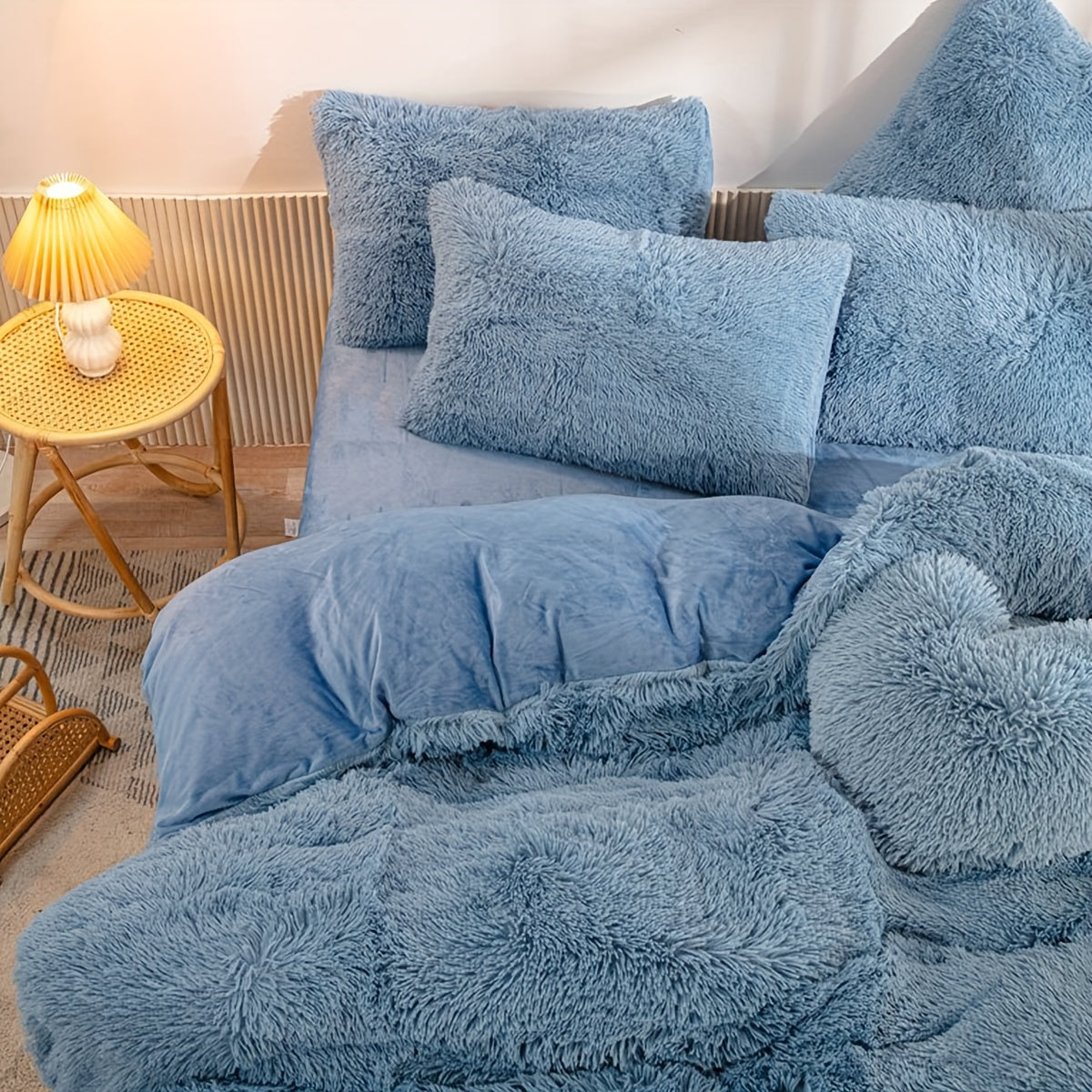 3-delige Fluwelen Dekbedovertrekset (1Dekbedovertrek + 2Kussenslopen, Zonder Inzet) – Effen Kleur, Zachte en Comfortabele Beddenset voor Slaapkamer, Gastenkamer, Herfst en Winter