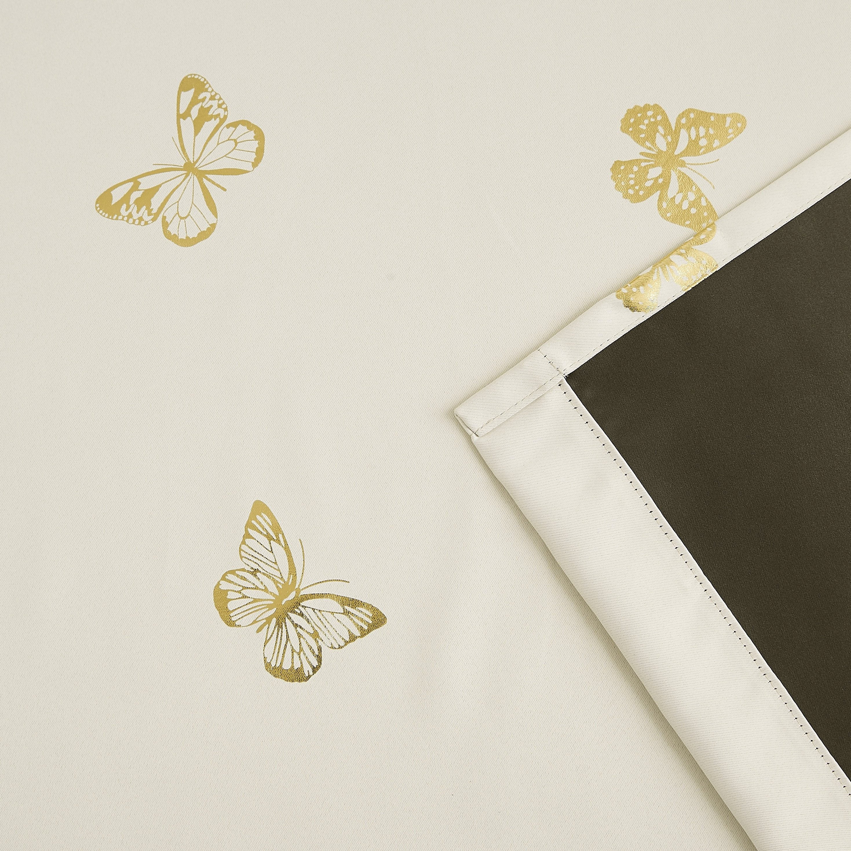 Bronzing Butterfly Blackout Curtains - 2 Pieces Heat and Sound Insulation for Living Room and Bedroom