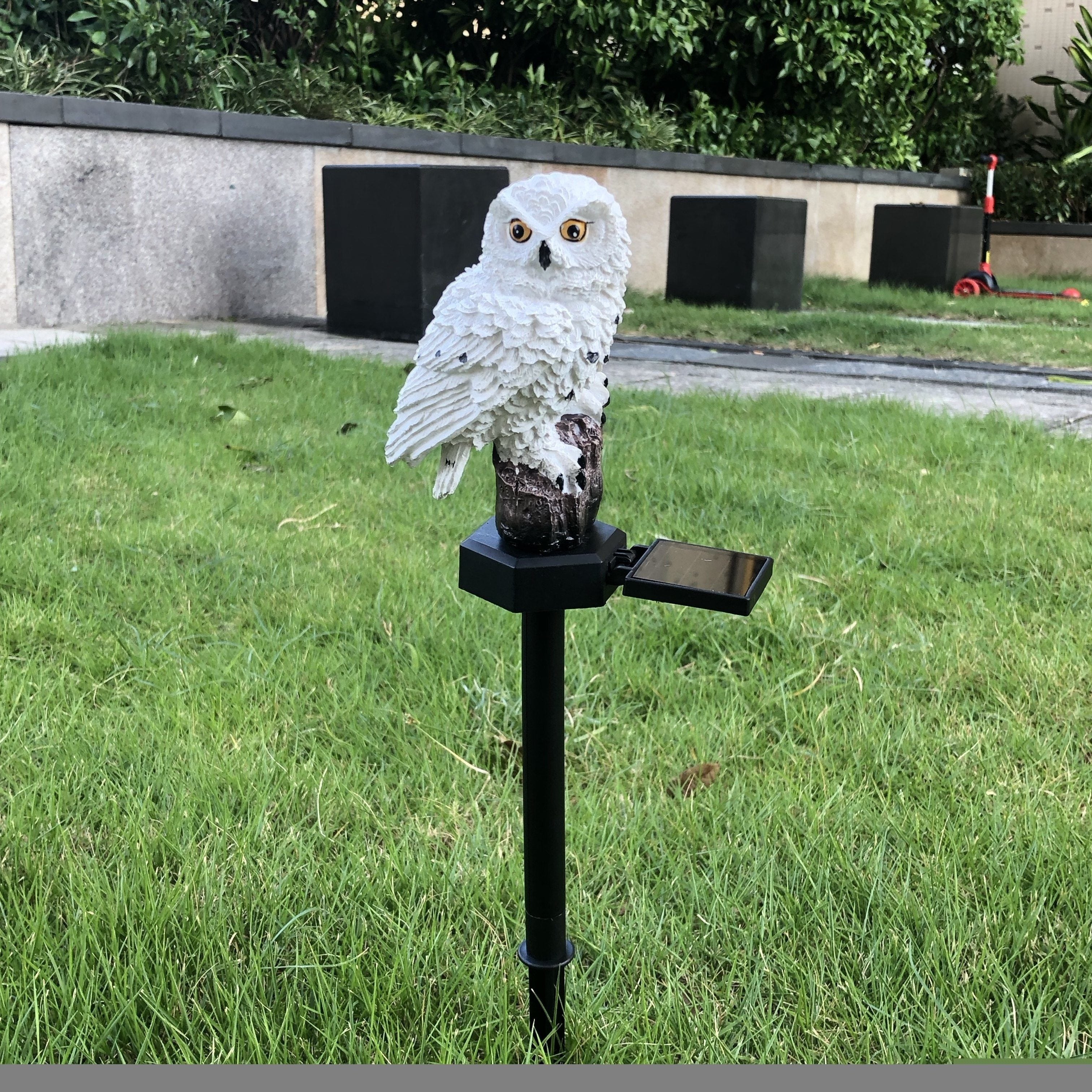 SolarOwl - Lâmpada Solar LED para Relvado, Decoração de Jardim com Design em Resina