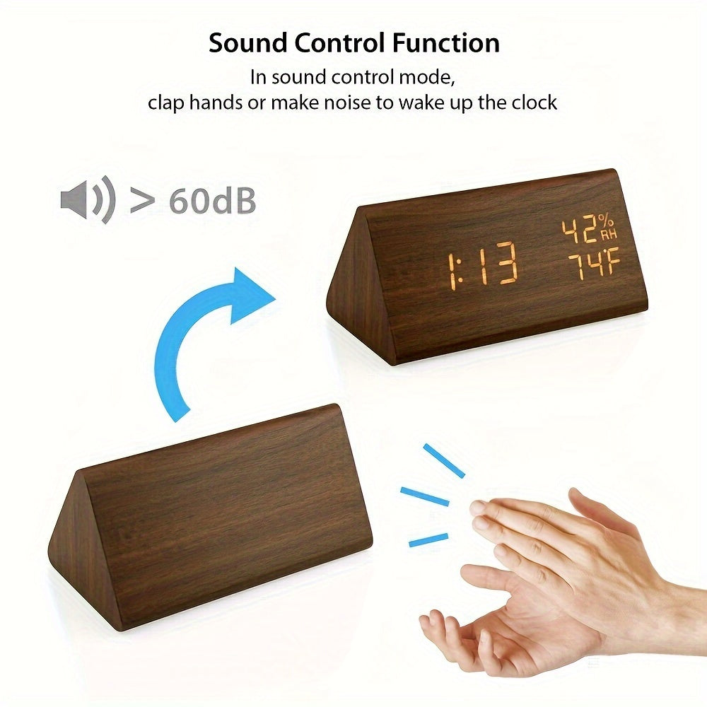 NatureClock - Reloj despertador de madera con visualización de temperatura y humedad