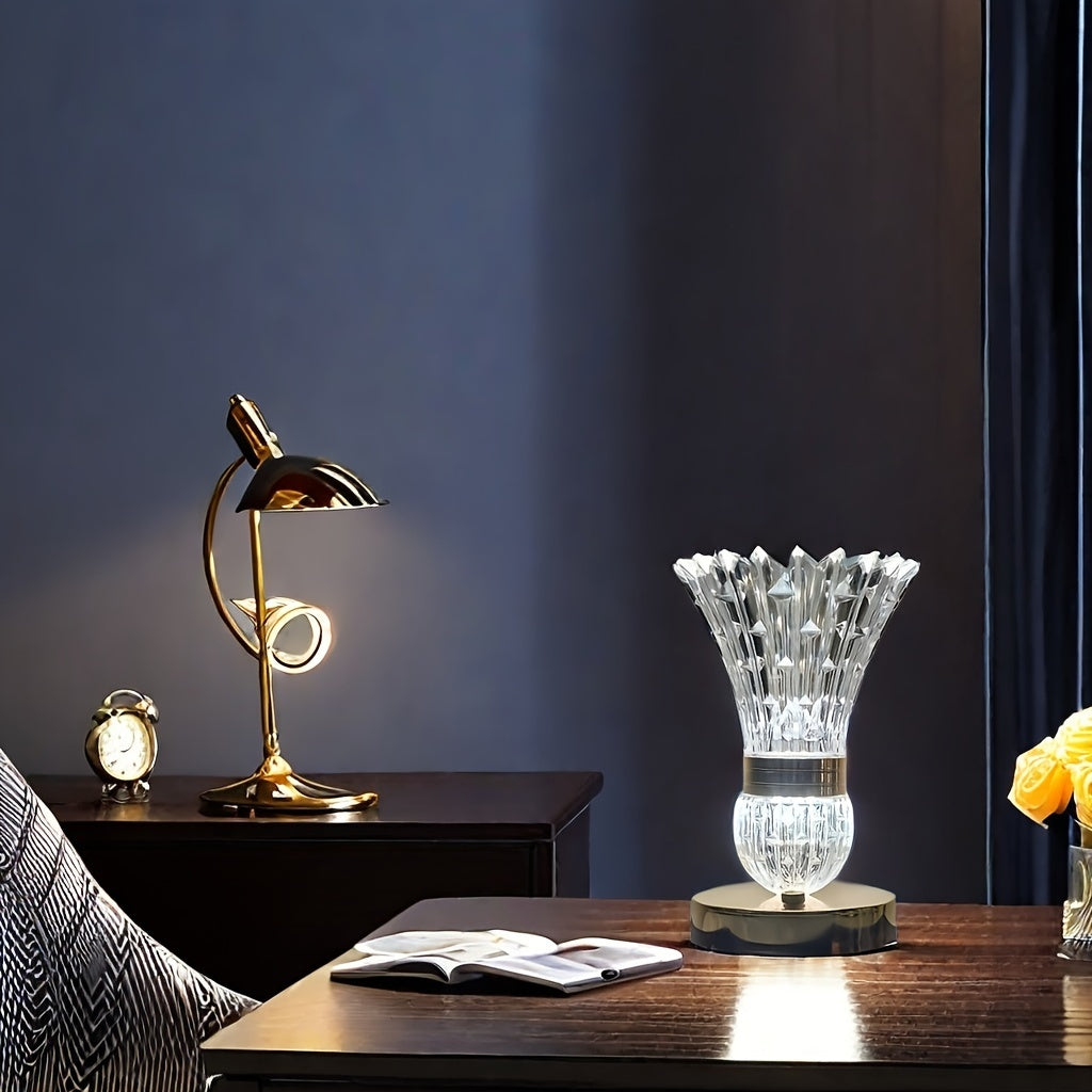 GlowSphere - Modern USB Rechargeable Touch Lamp with LED Ambient Lighting and Three-Color Option