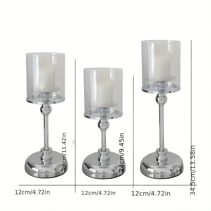 Set di candelieri in metallo a 3 pezzi – Stile retro di lusso, perfetto per matrimoni e decorazioni da tavola
