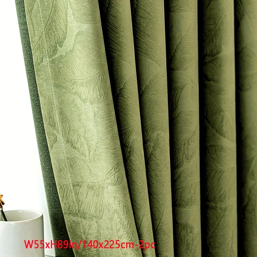 Aifish Glam Style Jacquard Velvet Curtains - 2-pack 90% Blackout and Heat Insulating