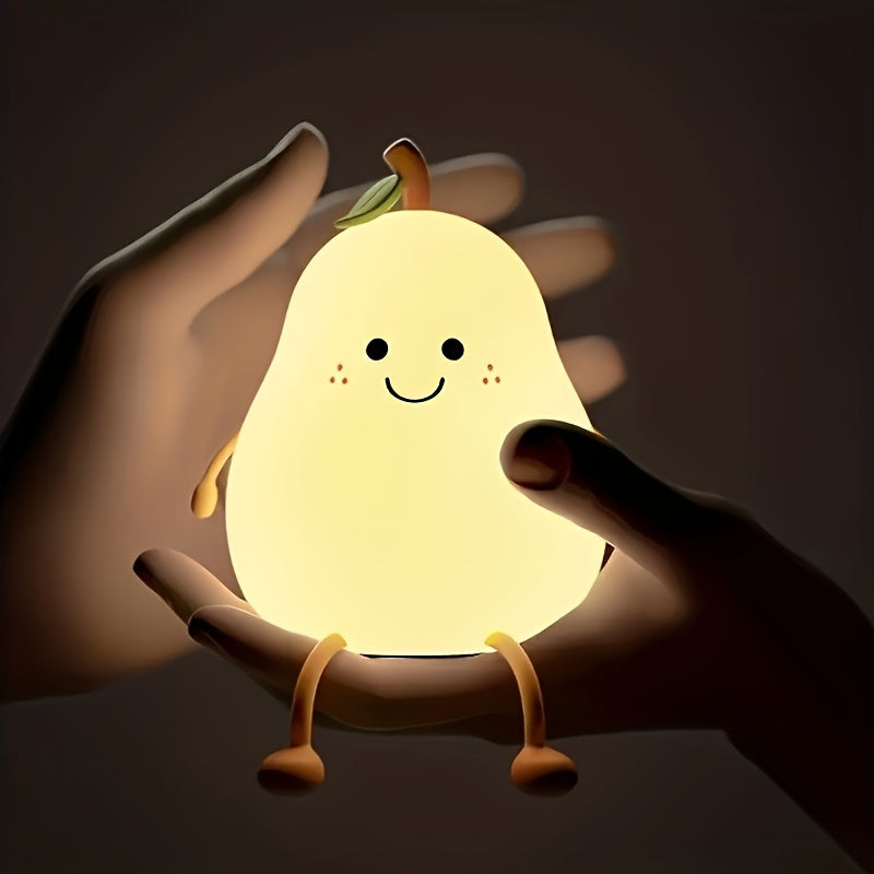 PearGlow - USB Rechargeable Pear-Shaped LED Desk Lamp with Dimmable Features