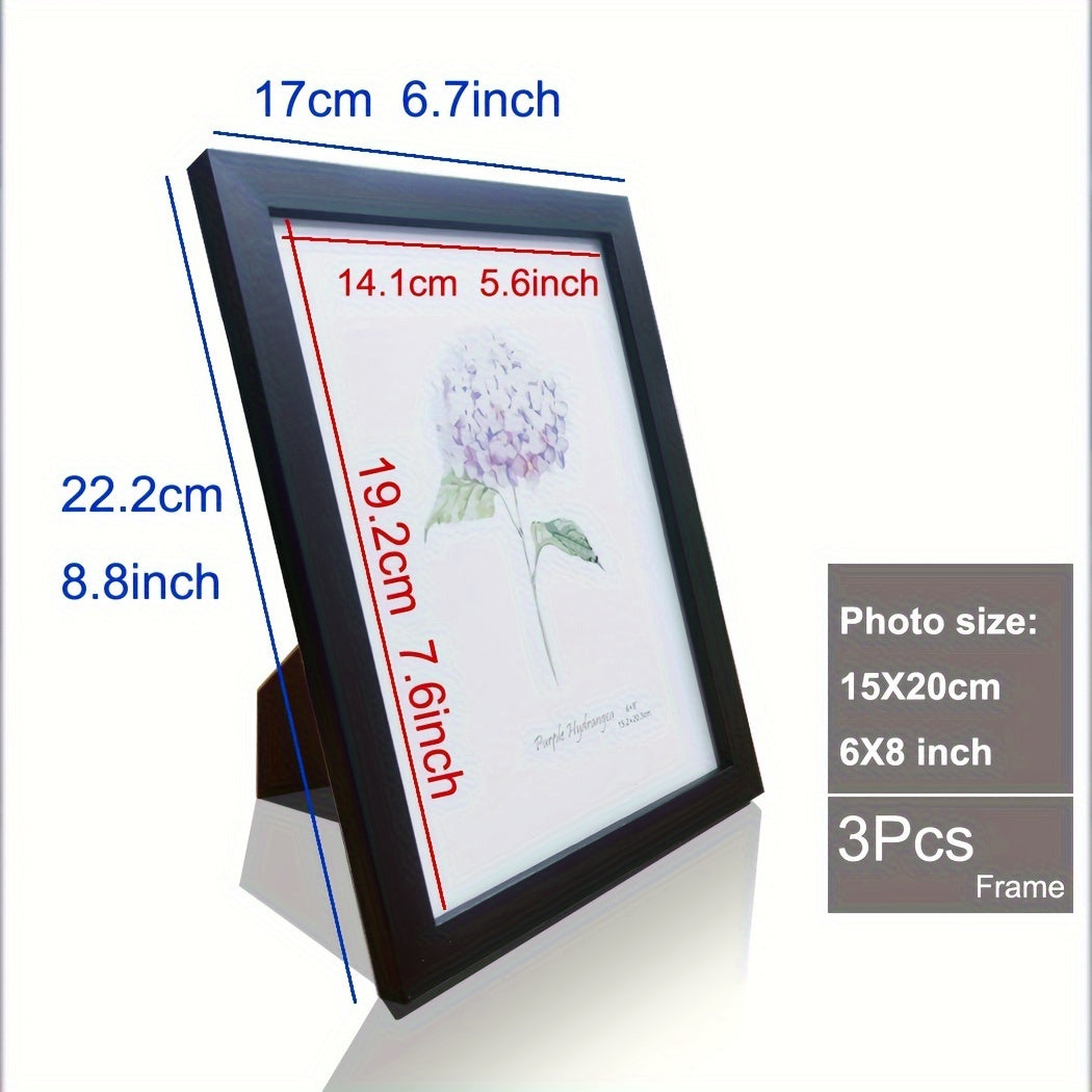 3-piece Wooden Photo Frames - Classic Photo Frame for Wall and Table Decoration, Perfect for Parties and Gifts