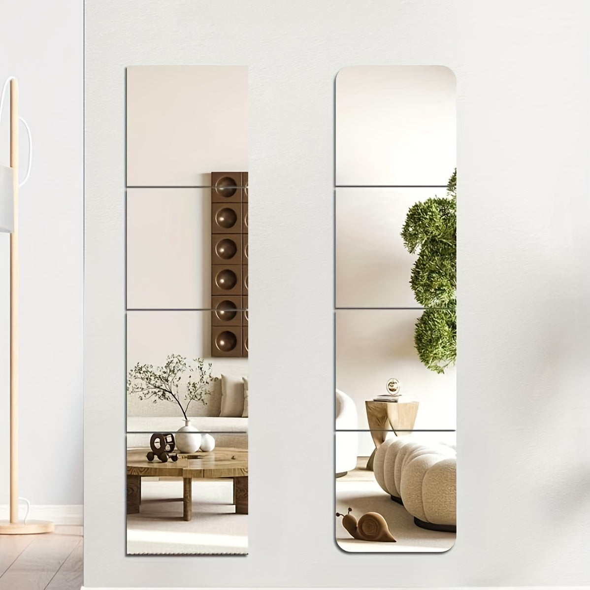 4-piece Set Acrylic Mirrors - Shatterproof, Full Mirror for Wall Mounting, Square