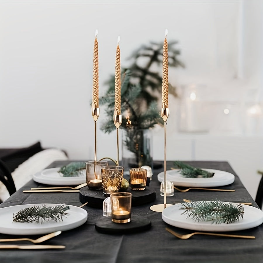 6-piece Set Black/Gold Candlestick - For Restaurant, Wedding, Dinner & Party Decoration