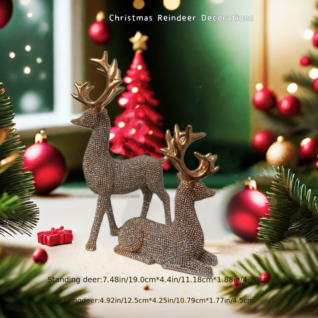 Christmas Reindeer - Set of 2 Reindeer Figurines for Indoor & Outdoor Use