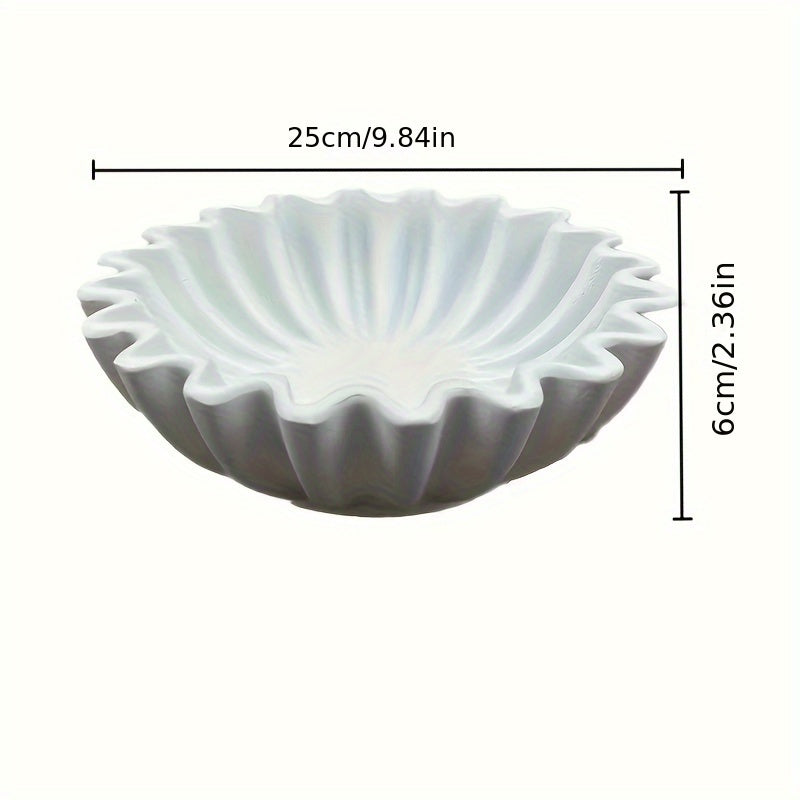 WhiteDecor-Kom - Pleated Resin Organizer Tray, Modern Large Home Decoration