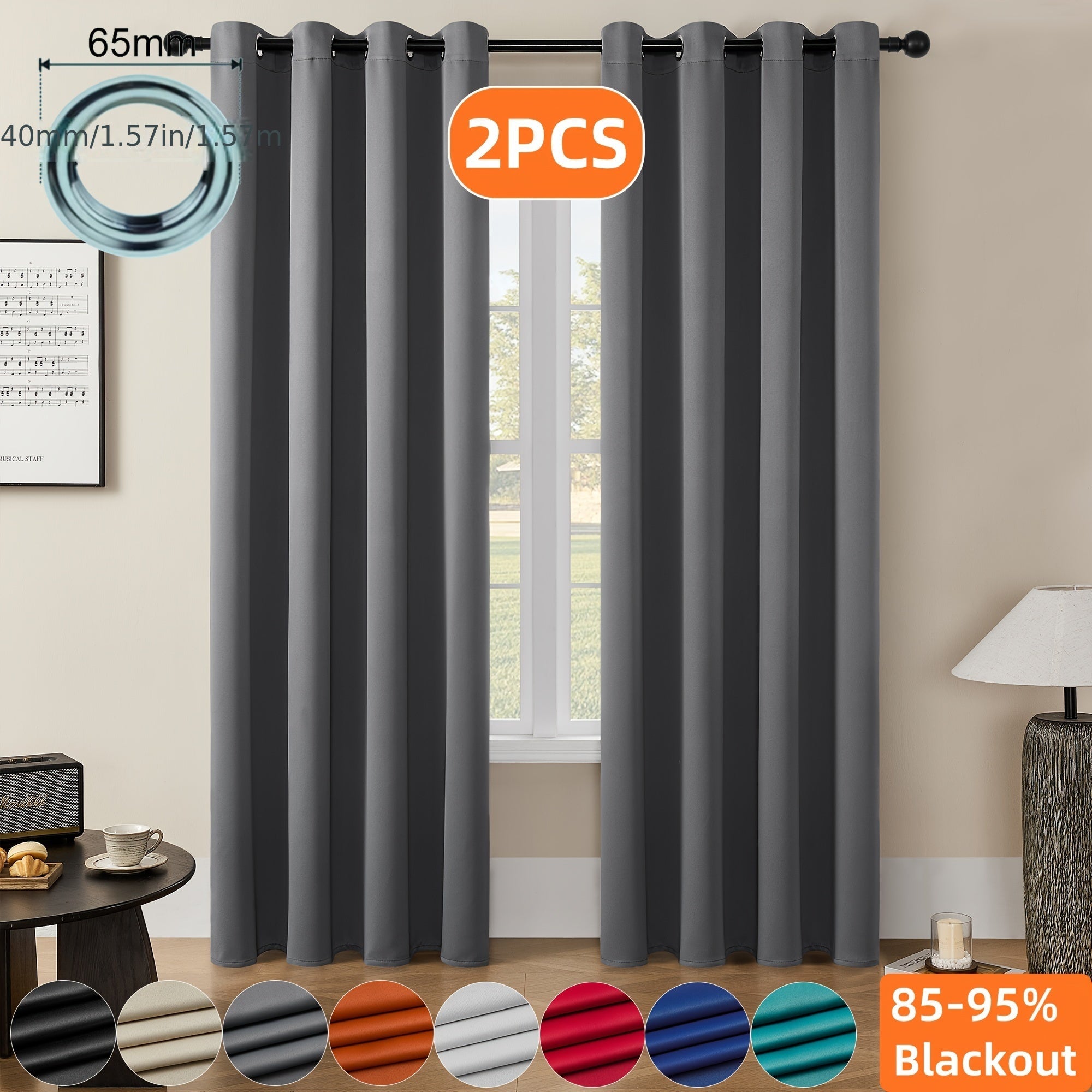 Verduisterende Gordijnen - 2 Stuks Moderne Polyester Gordijnen met Thermische Isolatie en Oogjes