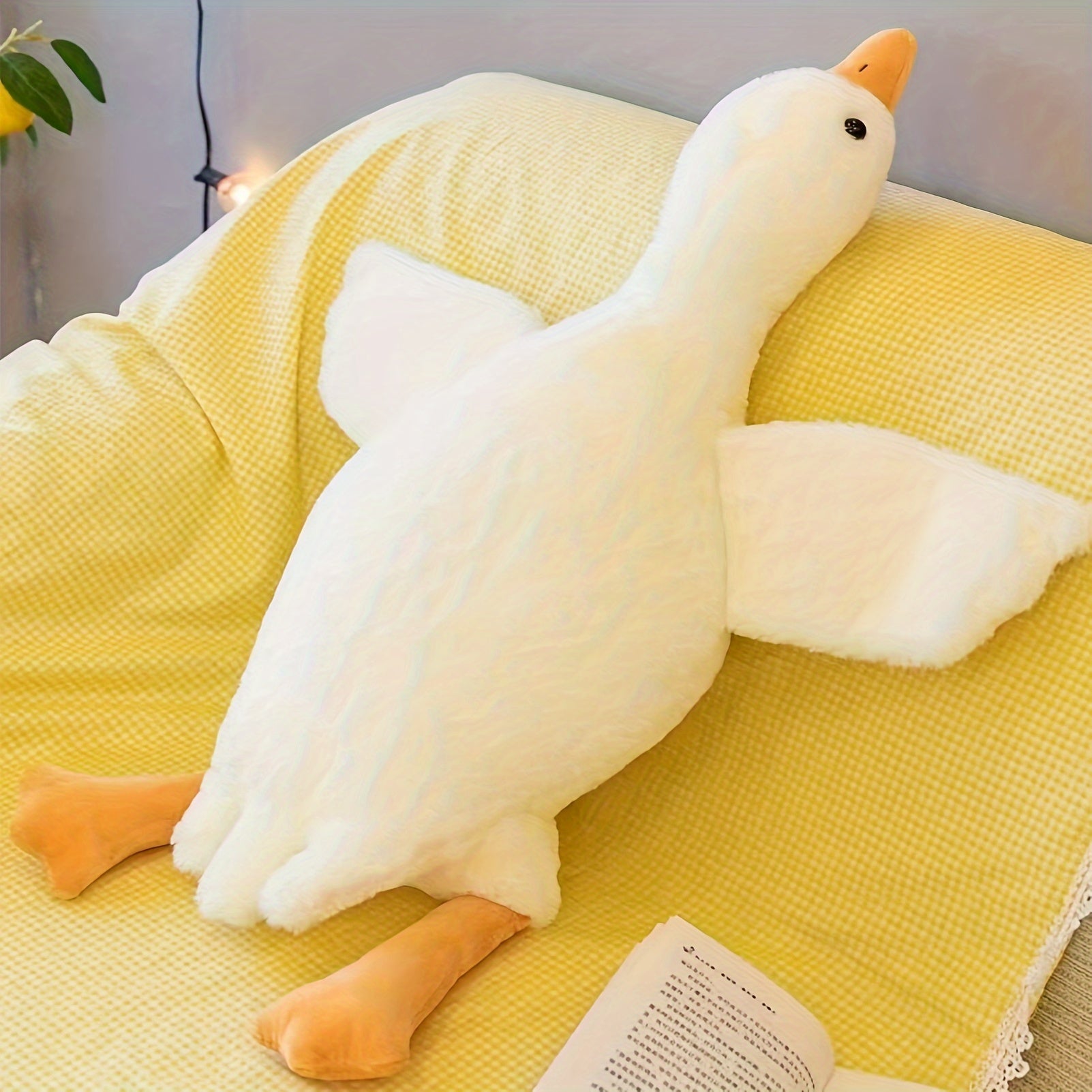 Brinquedo de Pato Branco Suave em Peluche - Grande Cisne Ganso de Peluche, Tapete Fofo para Quarto de Criança e Decoração da Casa