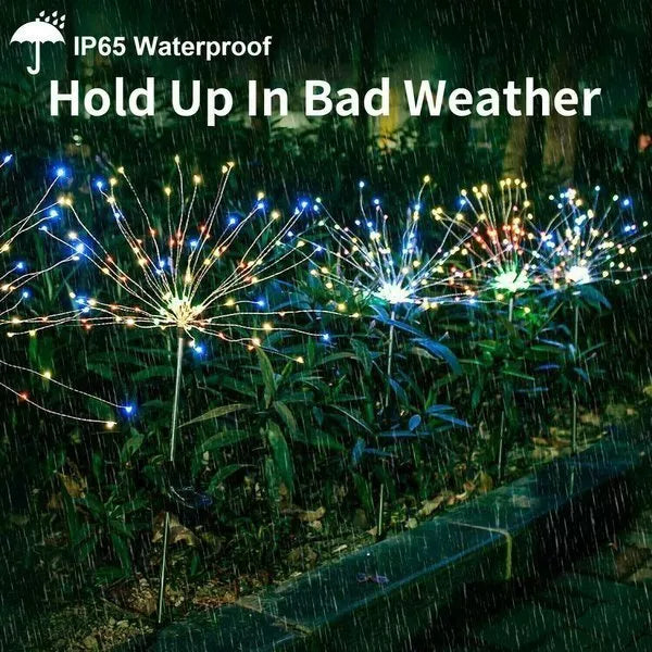 4 Pieces Outdoor Solar Garden Firework Lamps