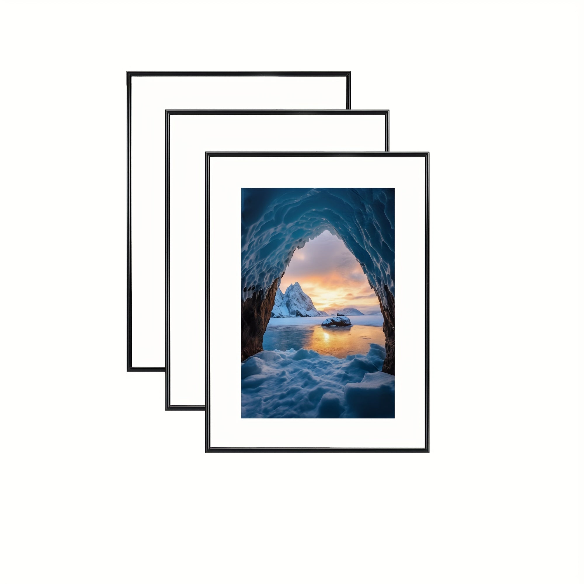 Set di Cornici per Foto a 3 Pezzi - Per Esposizione a Muro e su Tavolo, Ideale per Decorazioni per la Casa e Regali, Nera, Rettangolare