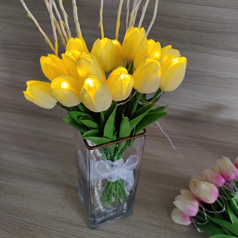 LumiBloom - 10 Pieces Tulip LED Lamps, Handmade Bouquet Table Lamps, Perfect