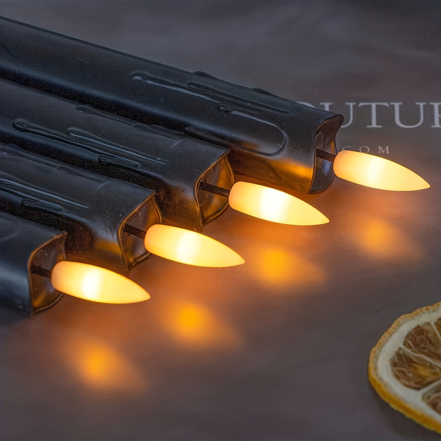 6x Flameless Flickering Taper Candles with Remote Control – 19.05 cm, Black LED Candles with Timer and Dripping Wax Effect