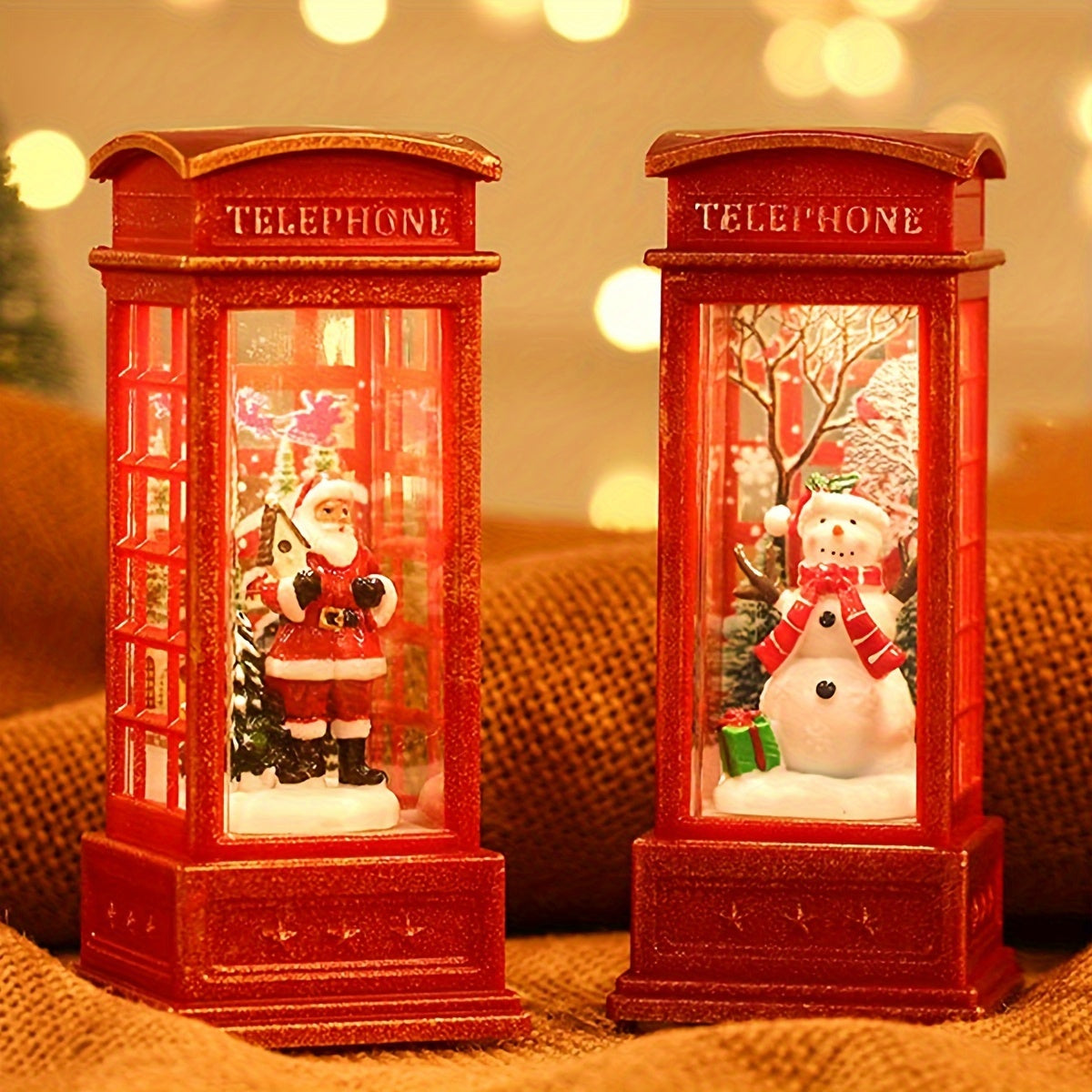 Christmas Phone - Decorative Christmas Phone Booth with Light