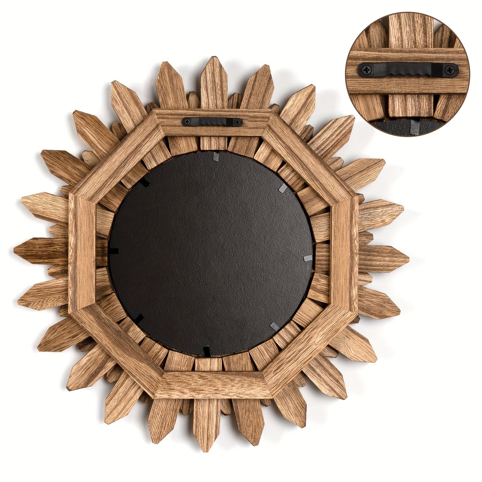 Specchio in legno con cornice a forma di fiore – Specchio decorativo da parete per soggiorno, camera da letto e bagno