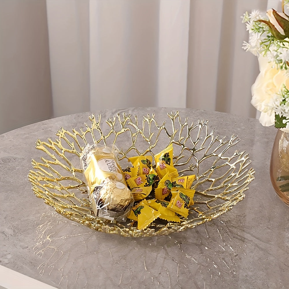 MetalServe-Coral - Luxury Open Fruit Bowl for Home Decoration, Coffee Table & Dining Room