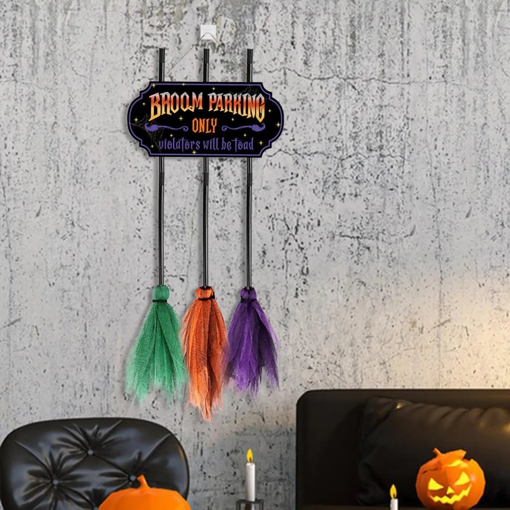 Decorazione Halloween Cartello Parcheggio Scopa Divertente - Image 5