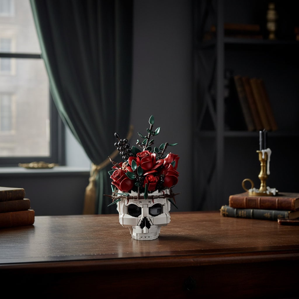 Decorazione Halloween Composizione Floreale Teschio - Image 1
