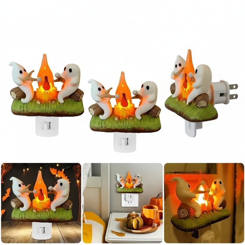 Decorazione Halloween Luce Notturna Fantasma Falò Spina Elettrica - Image 3