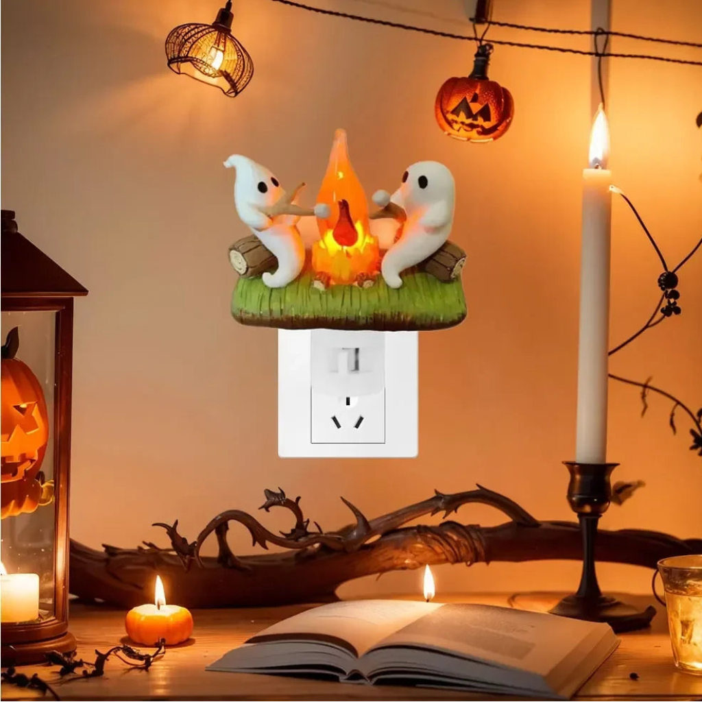 Decorazione Halloween Luce Notturna Fantasma Falò Spina Elettrica - Image 4