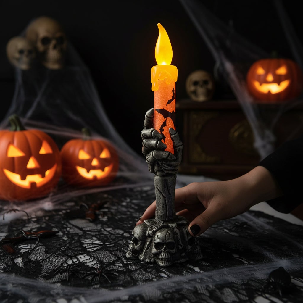 Decorazione Halloween Portacandela Design Teschio - Image 1